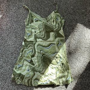 Green Swirl LA Hearts Mini Dress Spaghetti Straps
